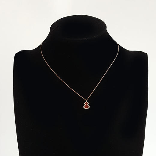 【95新】Qeelin麒麟Wulu系列18K玫瑰金镶钻红玉髓葫芦项链 链长约40cm女士101025TJ24 商品图5