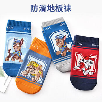 汪汪队立大功（PAW PATROL）男孩地板袜儿童防滑袜蹦床袜学步袜舞蹈袜4双装PA1213 14-16cm 商品图3