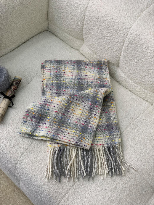 鹿鹿推荐·【氛围百搭】冬日日常百搭满天星格纹围巾 商品图1