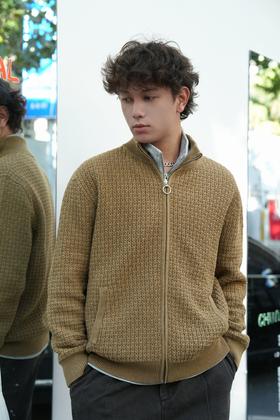 53394142提花立领针织外套