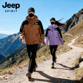 JEEP SPIRIT【三合一情侣冲锋外套】加厚可拆卸内胆外套 户外防风防水登山服 时尚百搭保暖夹克