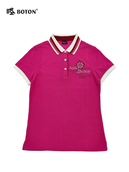 【第2件半价！尾货清仓不退换】波顿女士夏季 针织 Polo 撞领绣标 柔透气修身短袖款LT193214 商品图2
