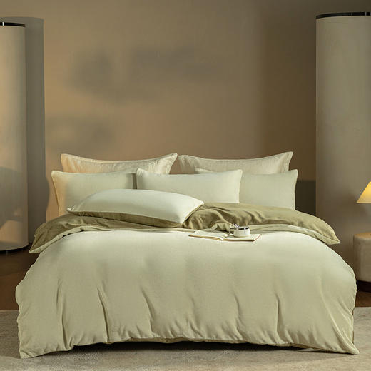 顶柔牛奶绒纯色双拼套件TJ1601，高密高克重牛奶绒拼色设计，简约高级 商品图3