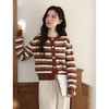 鹿向南「林荫小道」咖色条纹针织毛衣女秋季宽松长袖圆领开衫上衣 商品缩略图2