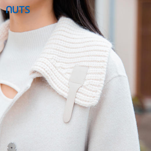 NUTS商场同款冬款设计感气质娃娃领针织拼接双面呢外套女4421507A1 商品图4