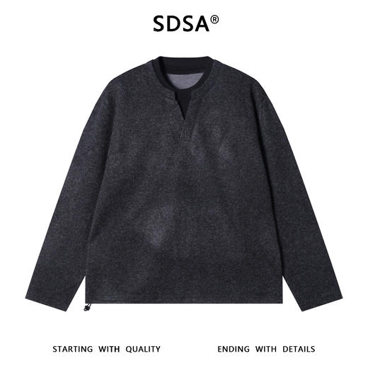 SDSA男士秋冬新款痞帅男装韩版撞色拼接圆领卫衣下摆松紧设计百搭 商品图1