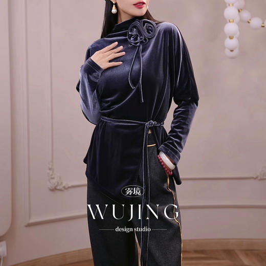 4205016 竹烟墨灰 高密韩国绒上衣 雾境 商品图0