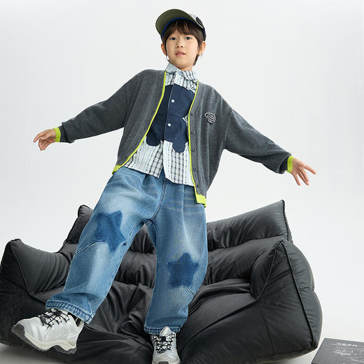 漫画家【星星牛仔裤】儿童牛仔裤25秋冬男女童弹力暖绒耐磨抗造机洗无忧软糯亲肤温暖牛仔裤 商品图1