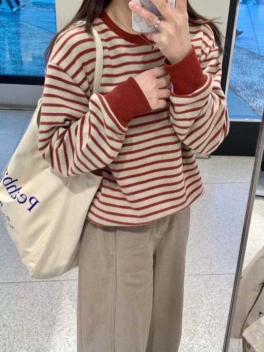 【BOKO  法式条纹卫衣】80-160斤可穿，涤纶材质，秋冬必备的温柔，条纹控闭眼入！柔软细腻，超高颜值的慵懒卫衣~ 商品图5