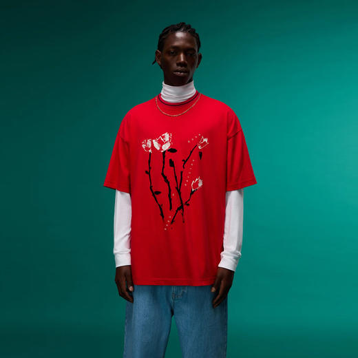 Napapijri 中性玫瑰徽标印花 Osorno 棉质圆领短袖平纹针织T恤 红色 NP0A4I56206 商品图3