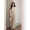 鹿向南「阔腿公式」燕麦色高腰休闲裤女秋冬小个子宽松直筒长裤子 商品缩略图3