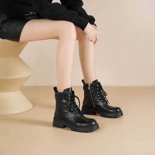 Westory2025年冬季厚底牛皮马丁靴甜酷休闲百搭短靴S25DS86251 商品图2