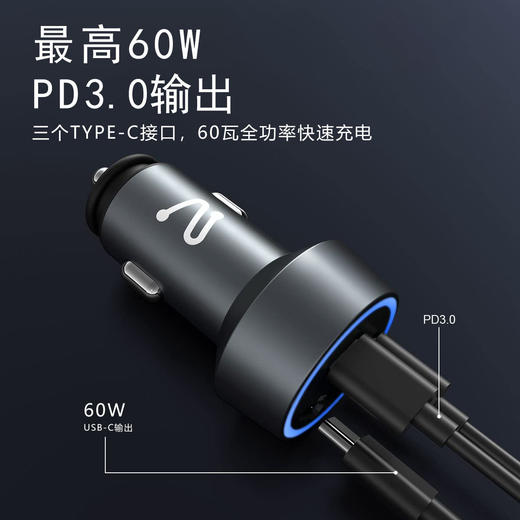 美国 Aergiatech IBD348-3C   60W  PD 3.0 快速车载充电器 欧盟安全充认证 商品图1