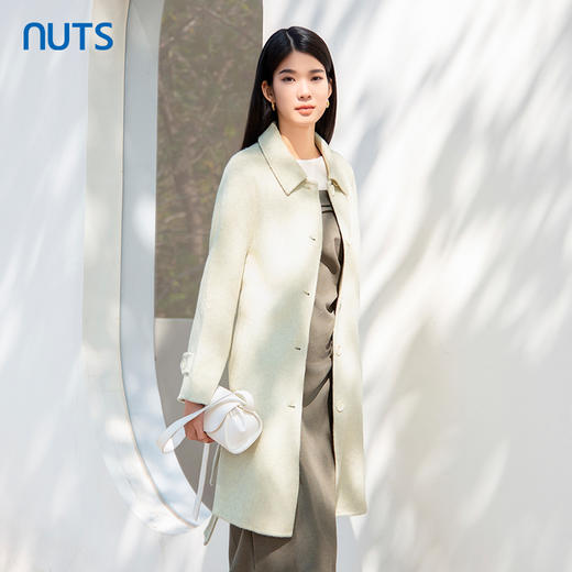 NUTS商场同款冬季简约气质翻领骆驼绒长款毛呢大衣外套女4421505A1 商品图3