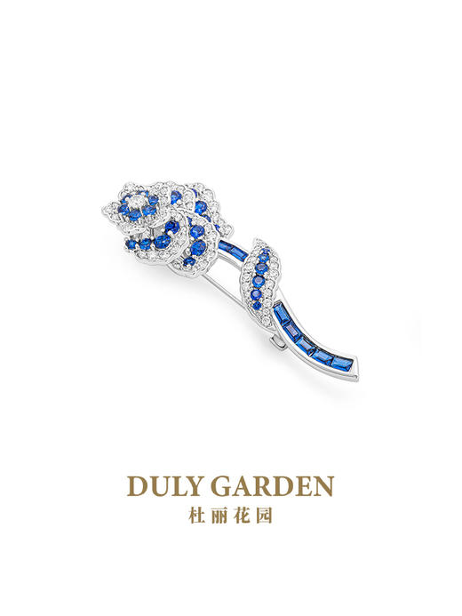 杜丽花园DULY GARDEN 法国高端设计胸针品牌蓝色玫瑰花朵礼品配饰 11326ZB 商品图2