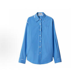 MIU-SK 毛边剪裁府绸长衬衫