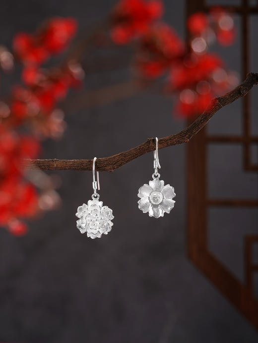 子佩集【花开静好】S990银耳环【LEH000008】花朵花丝2510 商品图5