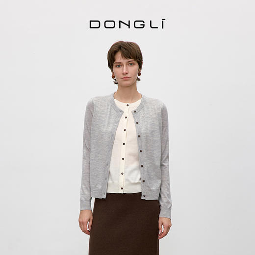 东黎 • 你本珍贵 轻盈冬日 山羊绒女士秋季圆领拼色开衫 5535 商品图7