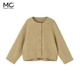 女装圆领宽松阔版羊毛短款双面呢外套-657F5242005