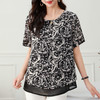 雪纺上衣女短袖大码女装2025年夏季新款女士上衣时尚碎花妈妈夏装 商品缩略图3