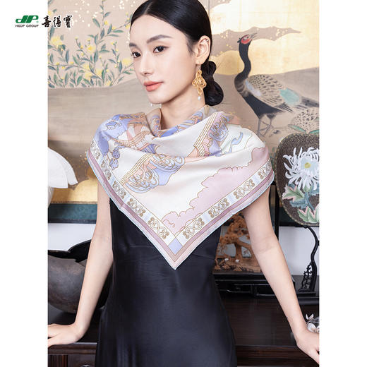 喜得宝文创丝巾《最杭州·十境流光·数码双面斜纹方巾》杭州丝绸100%桑蚕丝斜纹绸 商品图4