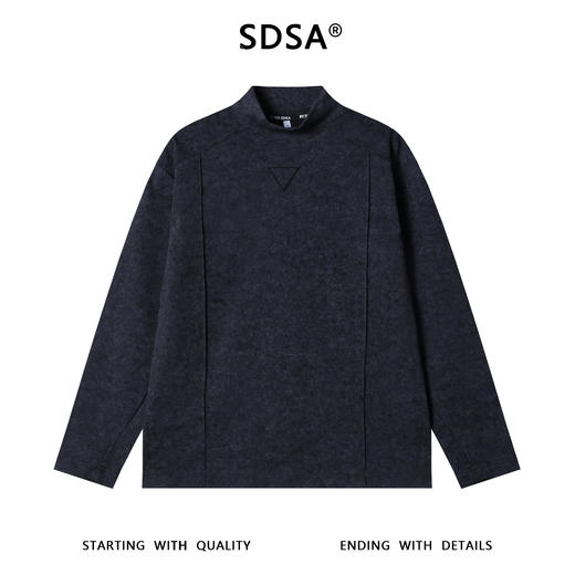 T4906SDSA男士秋冬新款痞帅男装潮牌简约扎染倒三角半高领长袖T恤百搭 商品图1