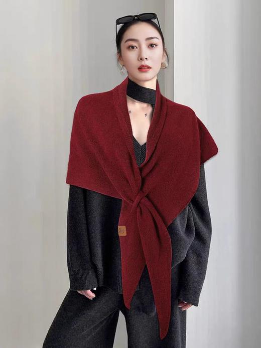 蚕语天堂羊毛混纺纯色三角披肩围巾(多色) 商品图8