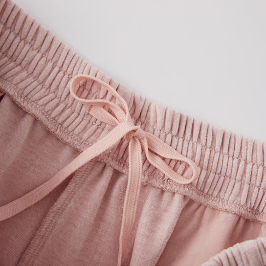 谜底阔腿裤长裤2025年冬季新品柔软亲肤裸粉色休闲裤女254MK1693 商品图3