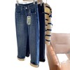 360四面弹！2025秋冬新款窄版显瘦高腰直筒加绒牛仔裤女宽松显瘦阔腿裤！ 商品缩略图3