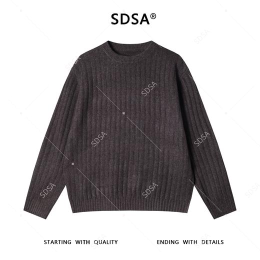 2161SDSA男士秋冬新款痞帅男装韩版简约纯色竖纹圆领毛衣慵懒风针织衫 商品图1
