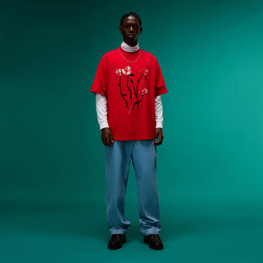 Napapijri 中性玫瑰徽标印花 Osorno 棉质圆领短袖平纹针织T恤 红色 NP0A4I56206 商品图5