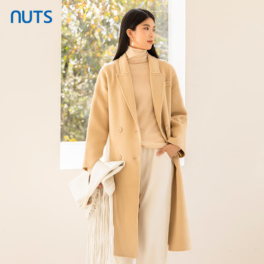 NUTS商场同款冬季简约时尚气质双排扣双面毛呢大衣外套女4421510A1 商品图0