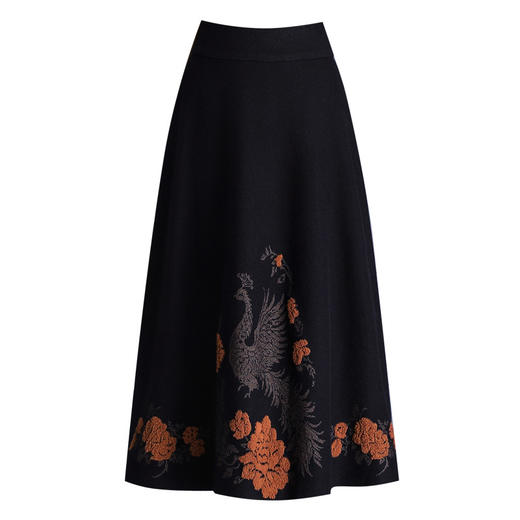 垂坠感针织印花大摆裙，松紧腰通勤高腰A字裙MYX-LXWT-5827-L 商品图4