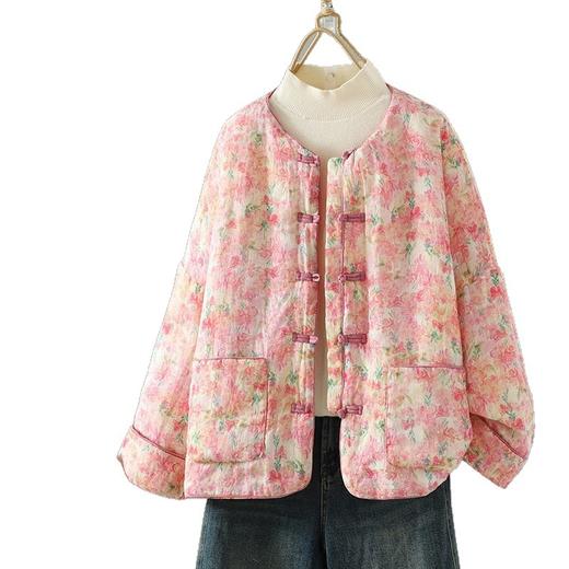 GYH 3748新中式简约休闲碎花国风盘扣棉袄印花外套 商品图4