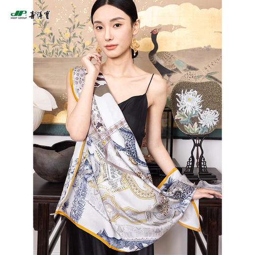 喜得宝文创丝巾《臻璨·双面喷斜纹大方巾》杭州丝绸100%桑蚕丝素绉缎 商品图1