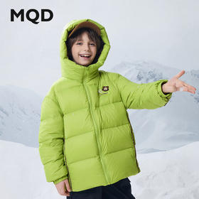 【MQD】男大童冬季学院风撞色休闲保暖连帽羽绒服