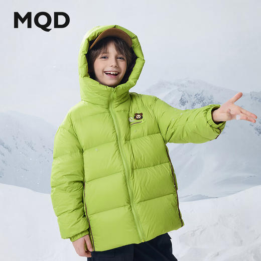 【MQD】男大童冬季学院风撞色休闲保暖连帽羽绒服 商品图0