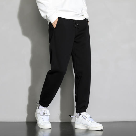 罗蒙加绒休闲裤男士针织四面弹卫裤抗皱耐磨松紧腰设计撞色抽绳时尚百搭长裤子 商品图4