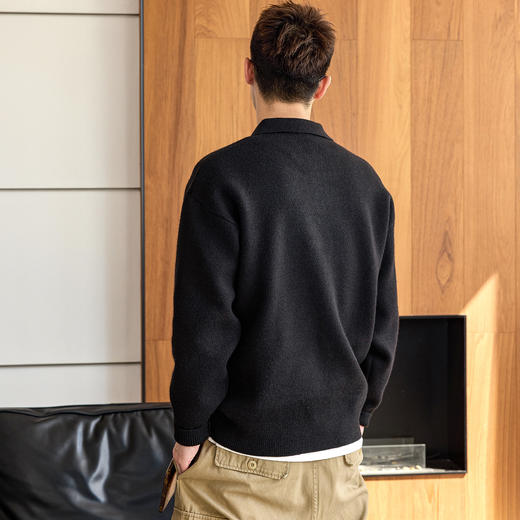 徐太浪【830g重磅 撞色条纹】半拉链毛衣男秋冬加厚保暖内搭上衣 商品图3