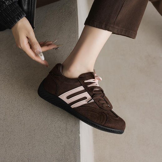 阿么手工女鞋复古薄底德训鞋女2025新款秋季美拉德透气阿甘运动鞋 商品图4