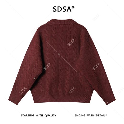 SDSA秋冬新款痞帅男装韩版纽花拼接圆领翻领假两件毛衣简约休闲 商品图4