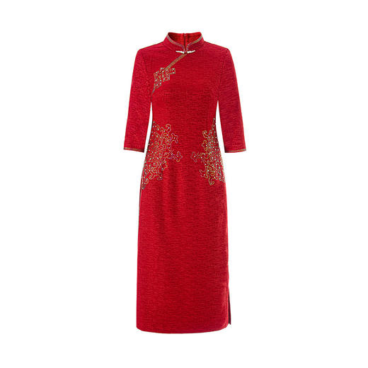 LC 2542新款烫钻亮丝新中式连衣裙 商品图4