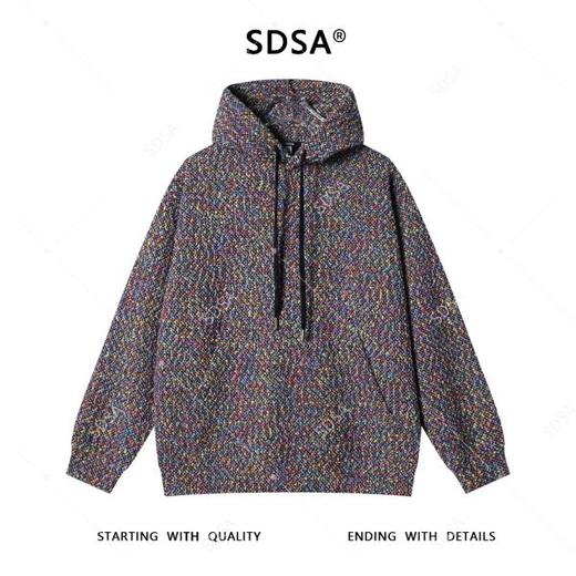 WY1188SDSA男士秋冬新款痞帅男装潮牌彩色小香风抽绳连帽卫衣百搭时尚 商品图1