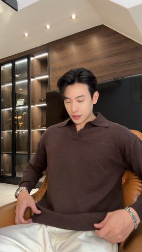 M3322SDSA男士秋冬新款痞帅男装潮牌纯色海鸥领针织衫百搭时尚套头毛衣