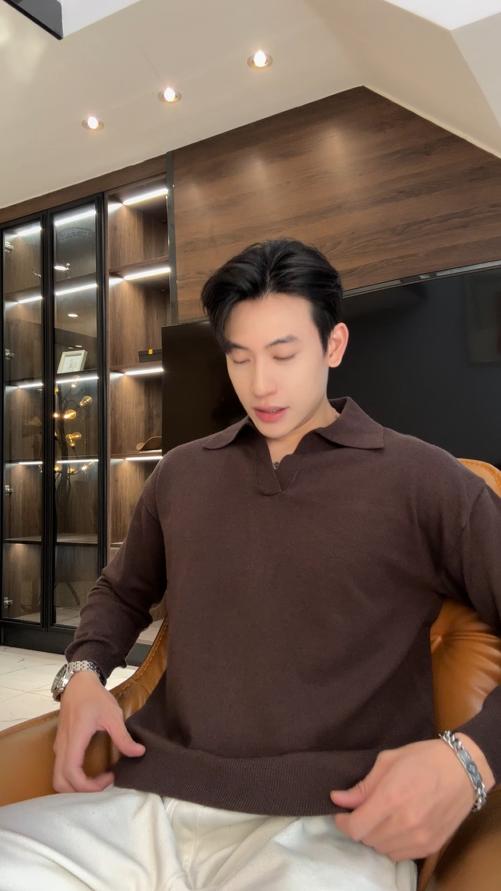 M3322SDSA男士秋冬新款痞帅男装潮牌纯色海鸥领针织衫百搭时尚套头毛衣 商品图0