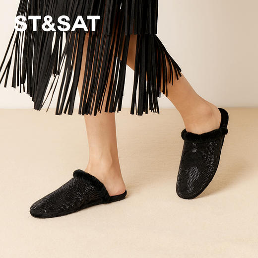 【微醺系列】星期六极简风轻奢毛绒穆勒拖SSD4114155 商品图2