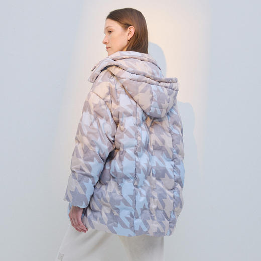 谜底花色羽绒服2025年冬季新品千鸟格时髦温暖亲肤女254MY1712 商品图2