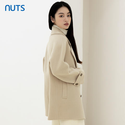 NUTS商场同款秋冬米色高级感气质直筒双面毛呢大衣外套女4411509A1 商品图2