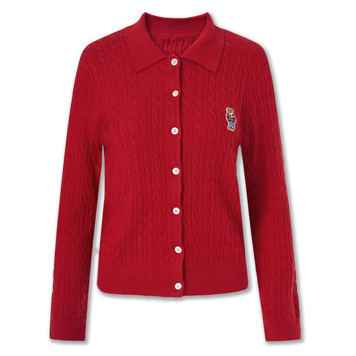 「高货wl」全新升级【铂金会员201/天猫269/差价68】(02040)洛诗琳小熊针织上衣2025秋冬复古老钱风修身显瘦POLO开衫 商品图3