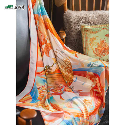 放心消费月 喜得宝文创丝巾《韵.河》数码大方巾 杭州丝绸100%桑蚕丝素绉缎 商品图5